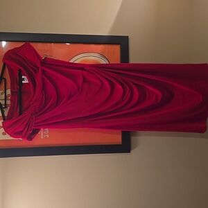 Tadashi Shoji Red Draped Midi Dress Size Large